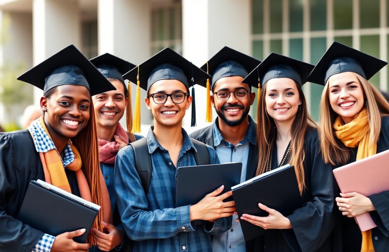 Diverse group of graduates